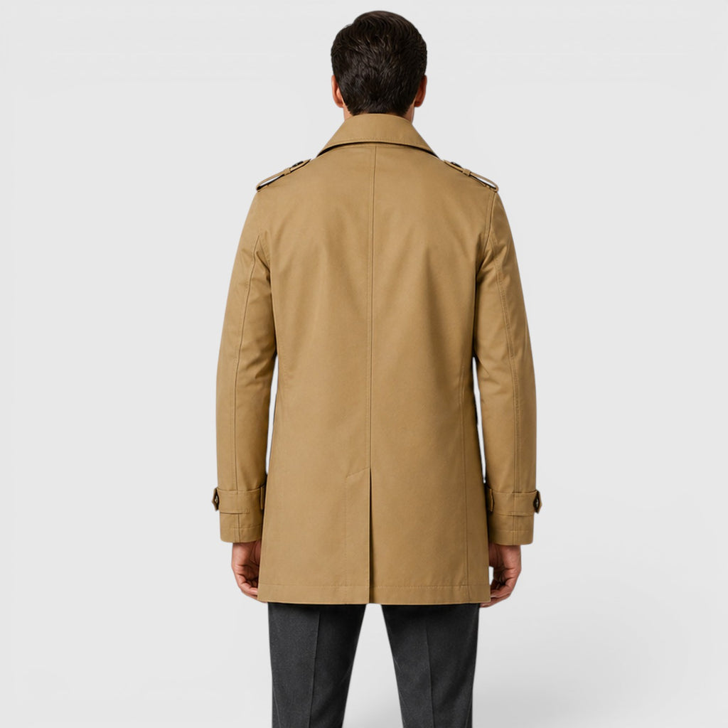 Monvaline | Men's Slim Fit Trench Coat - Cotton Military Jacket
