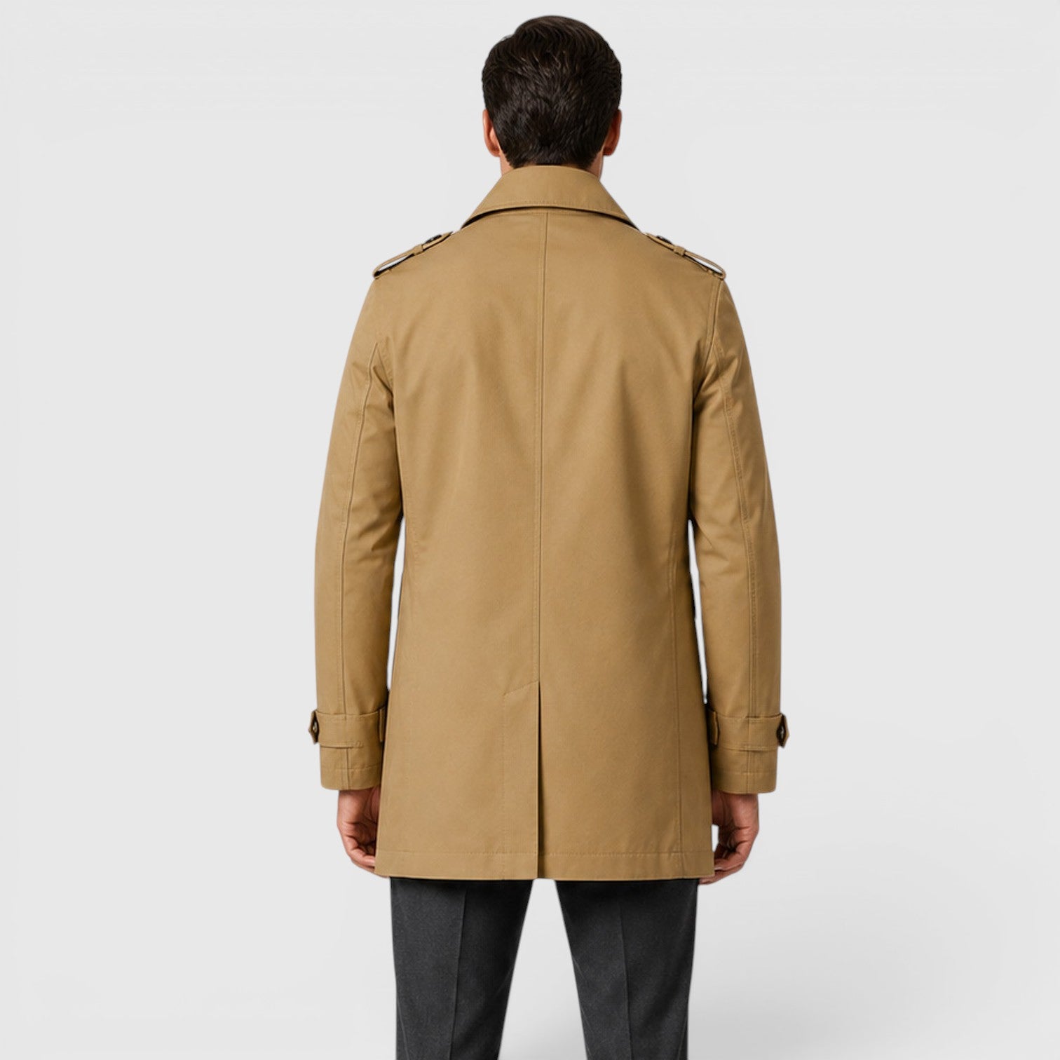 Monvaline | Men's Slim Fit Trench Coat - Cotton Military Jacket
