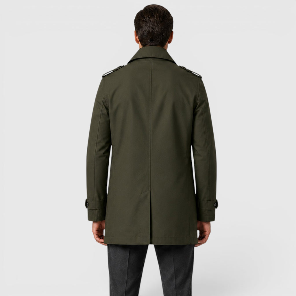Monvaline | Men's Slim Fit Trench Coat - Cotton Military Jacket