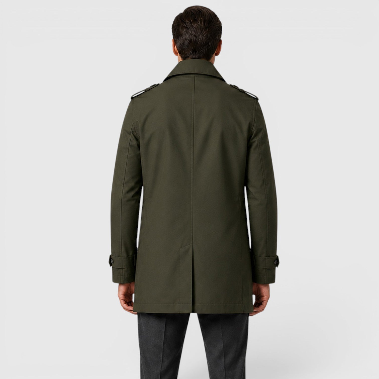 Monvaline | Men's Slim Fit Trench Coat - Cotton Military Jacket