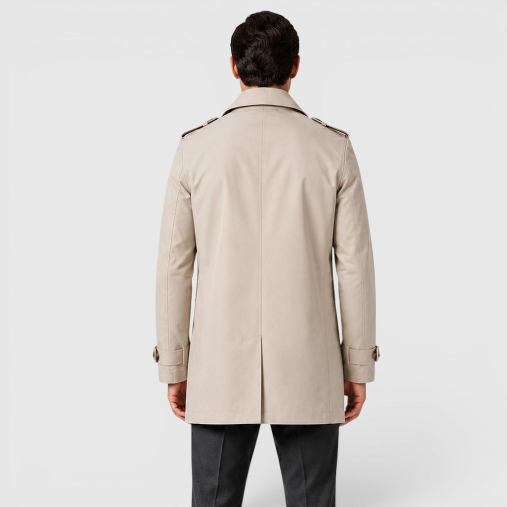 Monvaline | Men's Slim Fit Trench Coat - Cotton Military Jacket