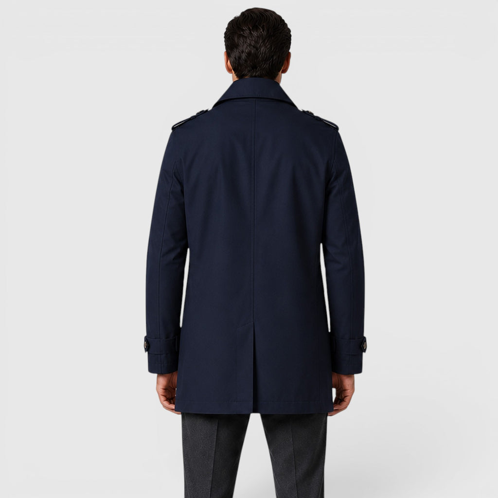 Monvaline | Men's Slim Fit Trench Coat - Cotton Military Jacket