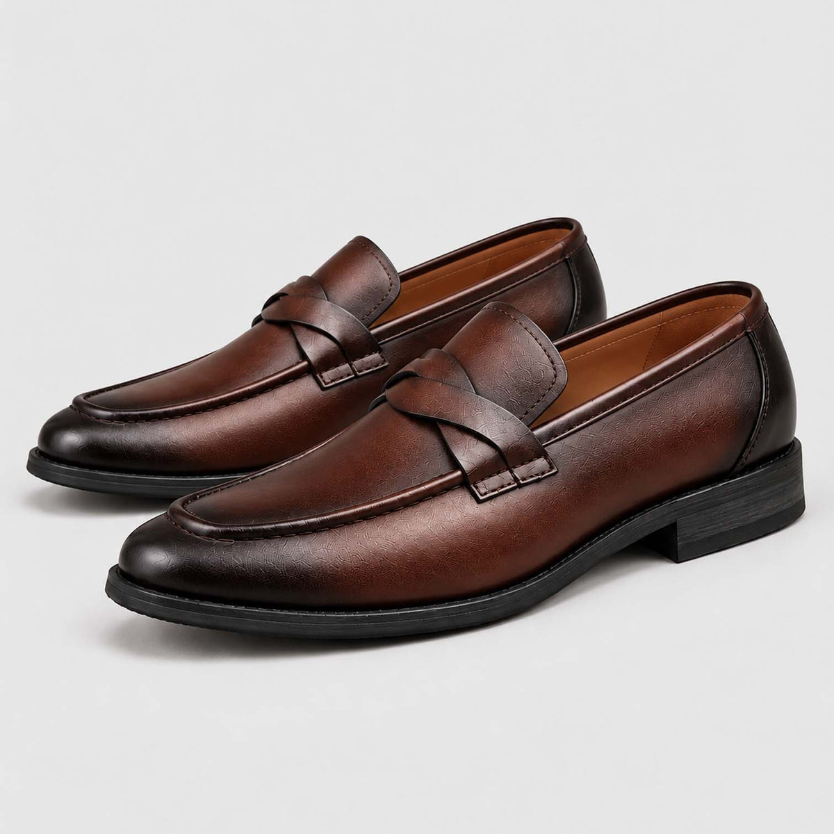 Monvaline | Men's Leather Slip-On Penny Loafers Smart Casual Shoes