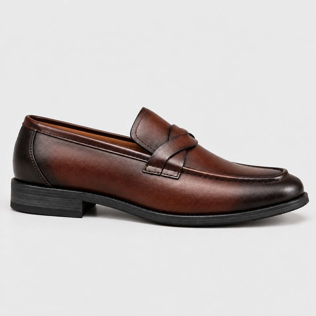 Monvaline | Men's Leather Slip-On Penny Loafers Smart Casual Shoes