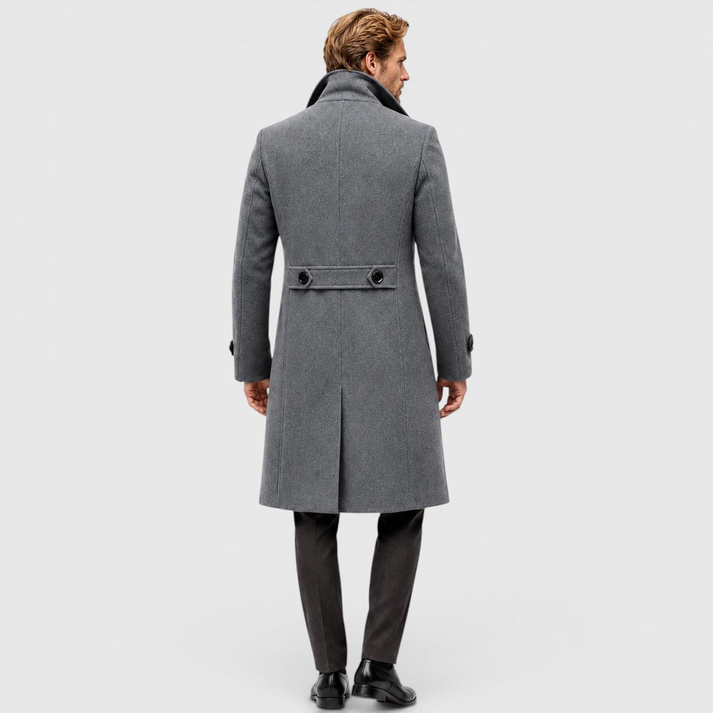 Monvaline | Men's Smart Casual Double-Breasted Wool Overcoat Long Fit