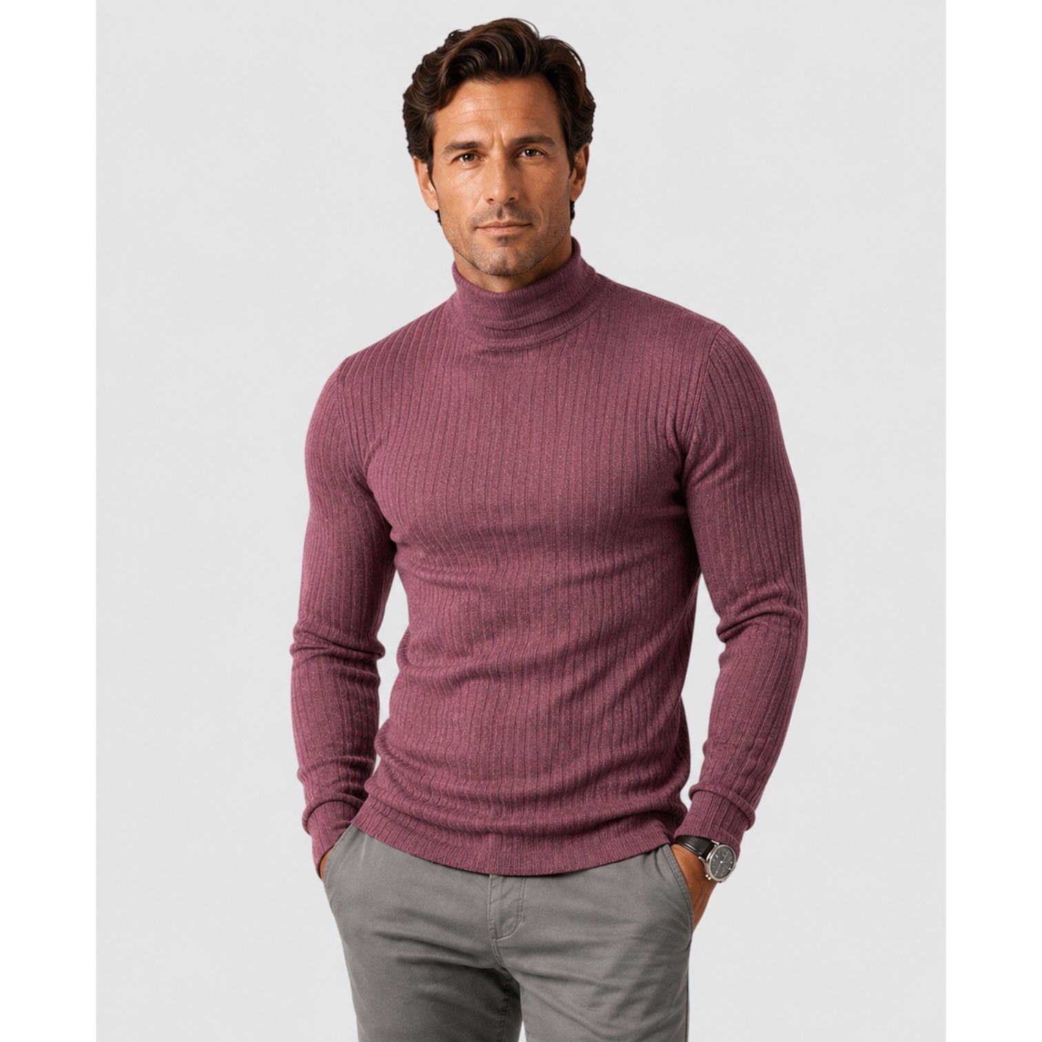 Monvaline | Men's Round Neck Smart Casual Rib Knit Jumper