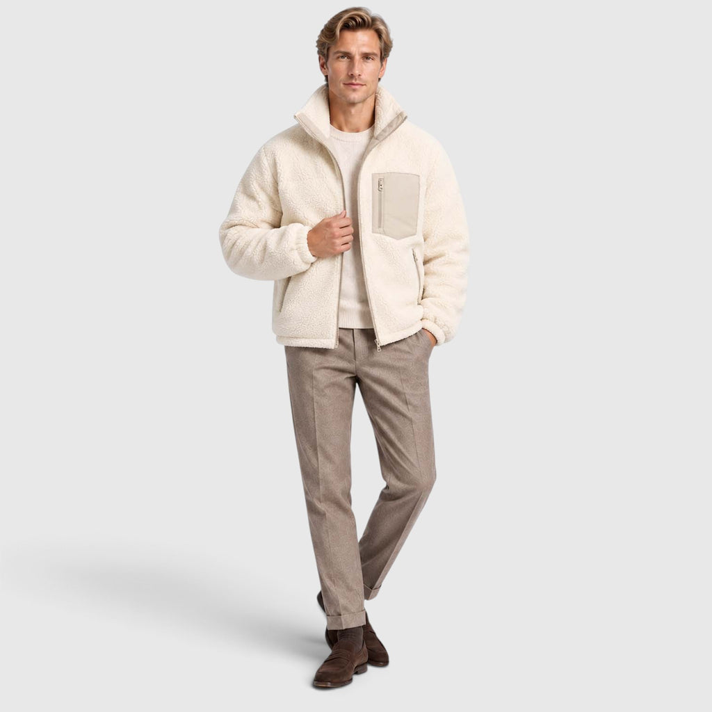 Monvaline | Men’s Reversible Puffer Jacket – Sherpa Lined Stand Collar