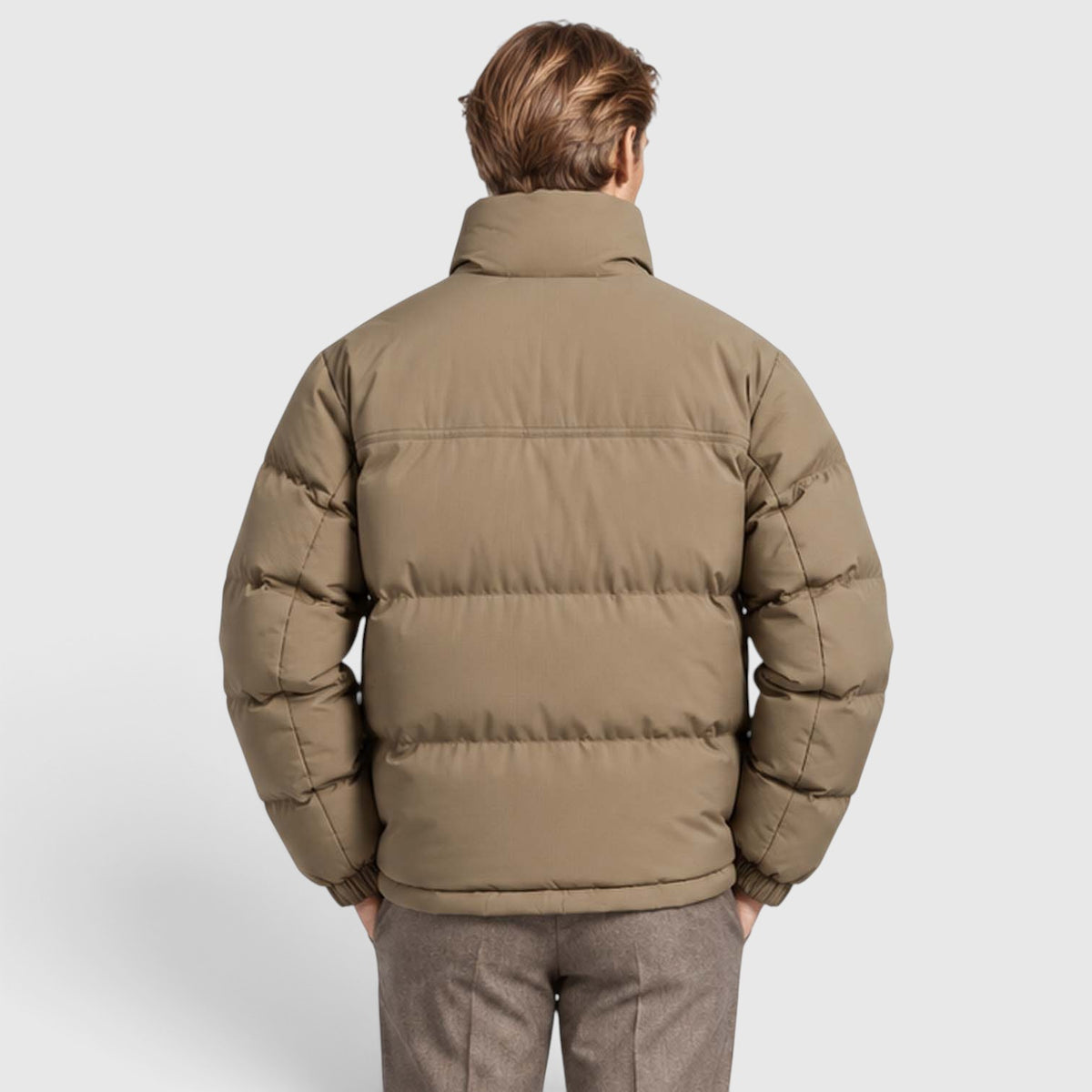 Monvaline | Men’s Reversible Puffer Jacket – Sherpa Lined Stand Collar