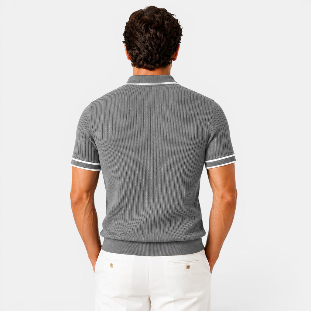 Monvaline | Men's Striped Polo Shirt Lightweight Comfort Loose Fit Summer Wear