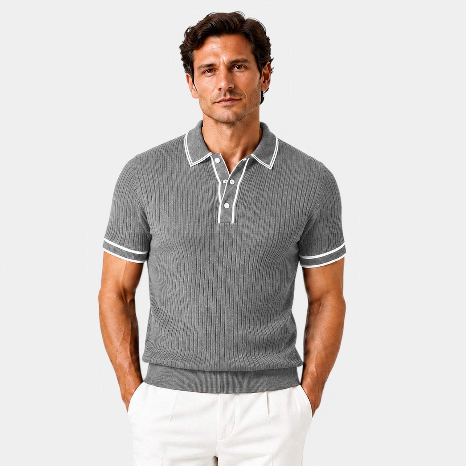 Monvaline | Men's Striped Polo Shirt Lightweight Comfort Loose Fit Summer Wear