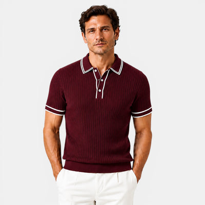 Monvaline | Men's Striped Polo Shirt Lightweight Comfort Loose Fit Summer Wear