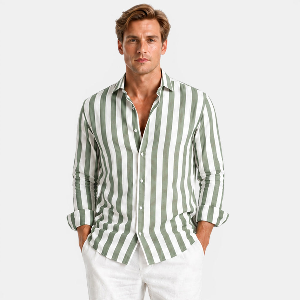 Monvaline | Men's Striped Polo Shirt Lightweight Comfort Slim Fit Summer Top