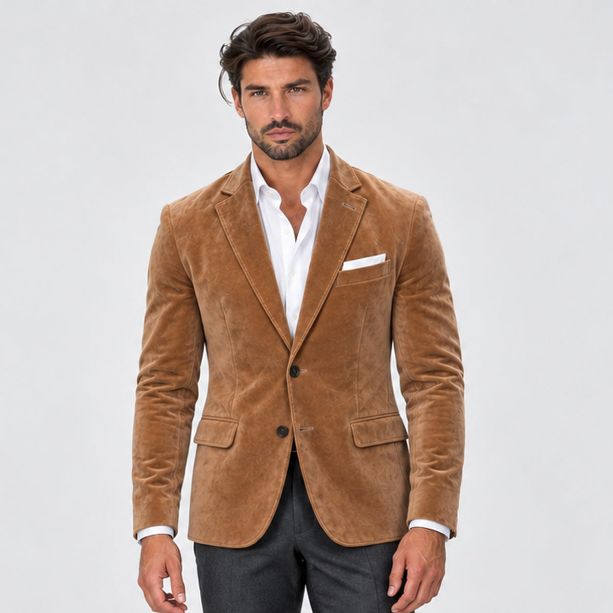 Monvaline | Men's Suede Blazer Jacket – Smart Casual Tailored Fit