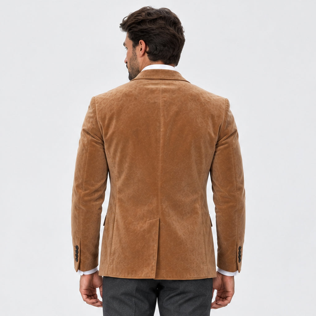 Monvaline | Men's Suede Blazer Jacket – Smart Casual Tailored Fit