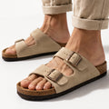 Monvaline | Men's Suede Double Buckle Sandals Lightweight Non-Slip Casual