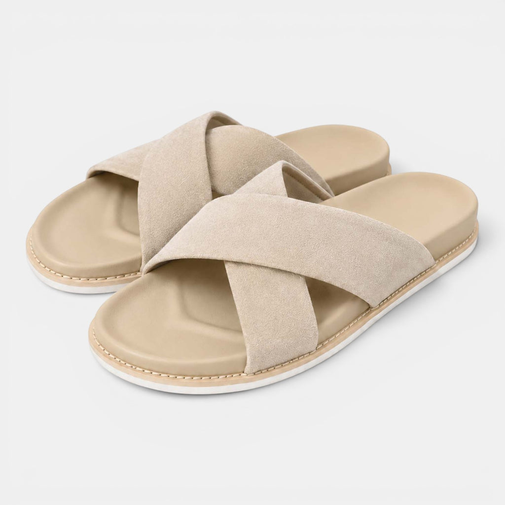 Monvaline | Men's Suede Leather Slide Sandals for Everyday Casual Wear