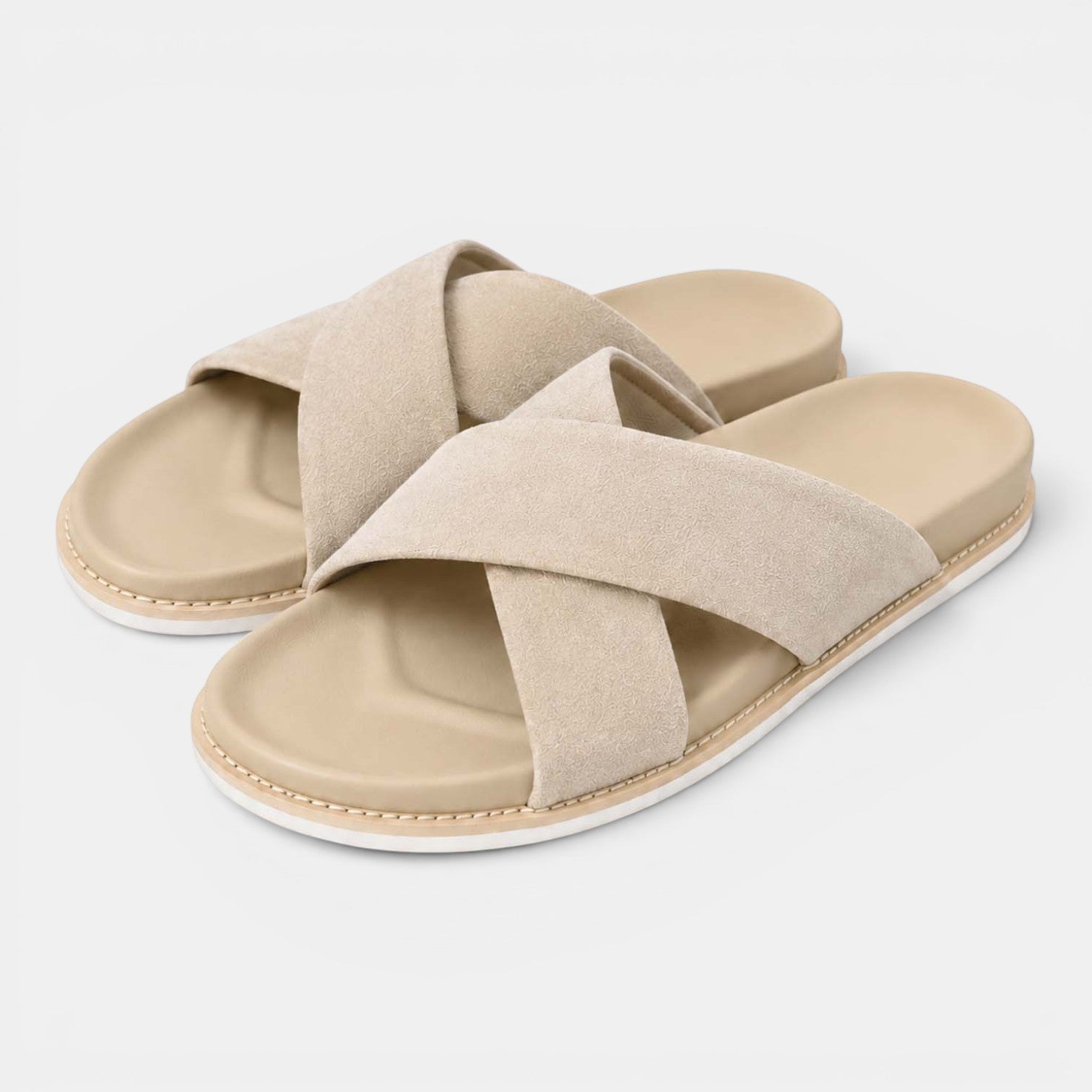 Monvaline | Men's Suede Leather Slide Sandals for Everyday Casual Wear