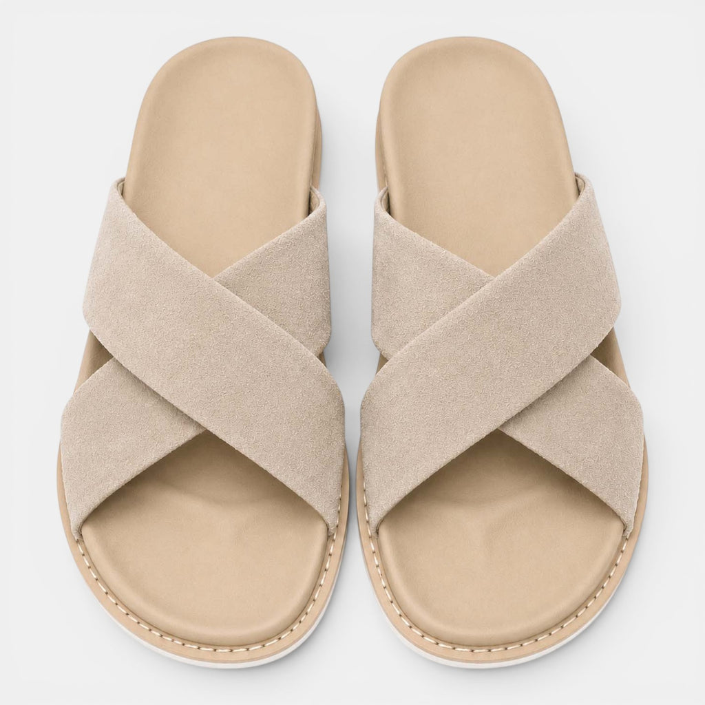 Monvaline | Men's Suede Leather Slide Sandals for Everyday Casual Wear