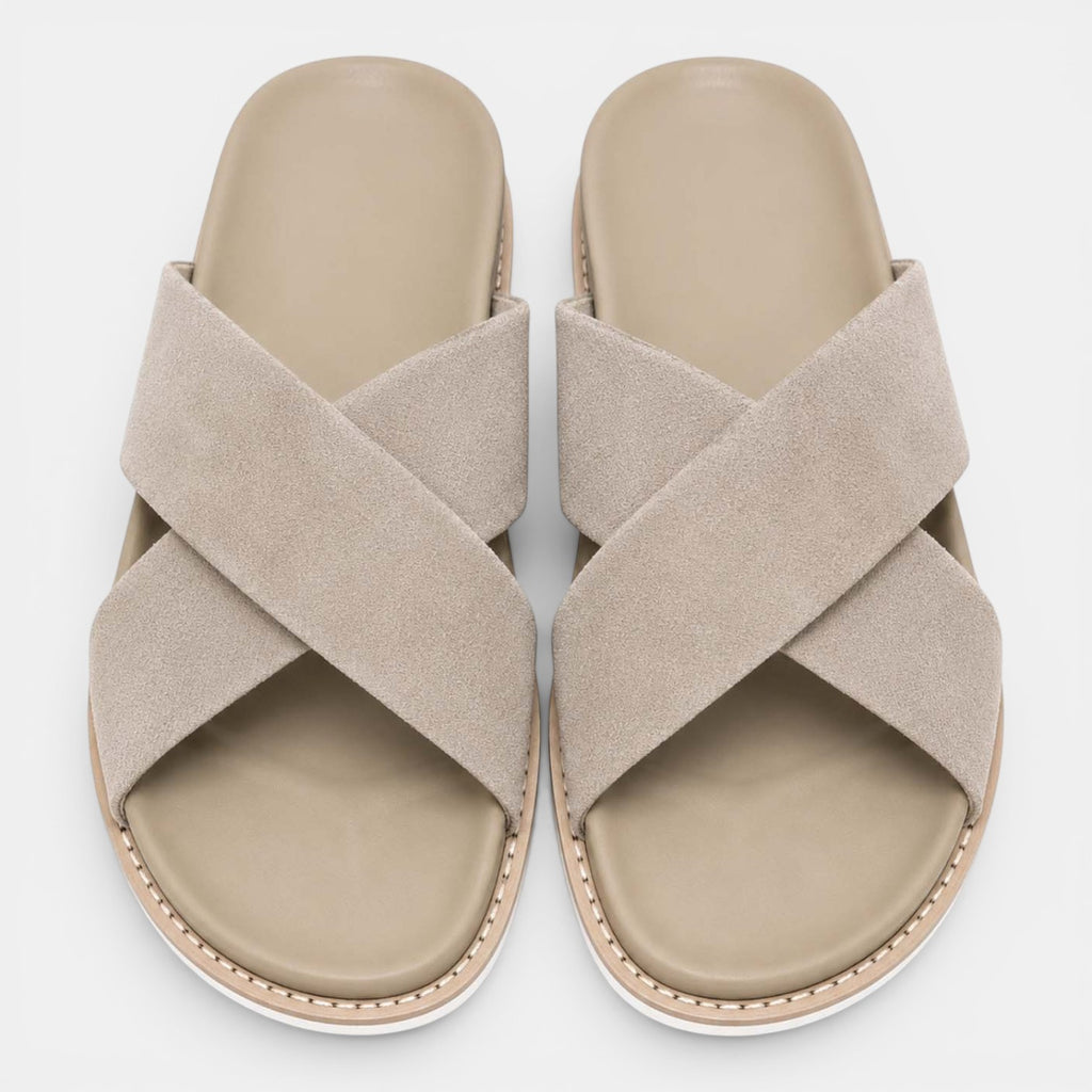 Monvaline | Men's Suede Leather Slide Sandals for Everyday Casual Wear