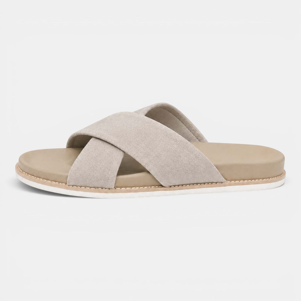 Monvaline | Men's Suede Leather Slide Sandals for Everyday Casual Wear