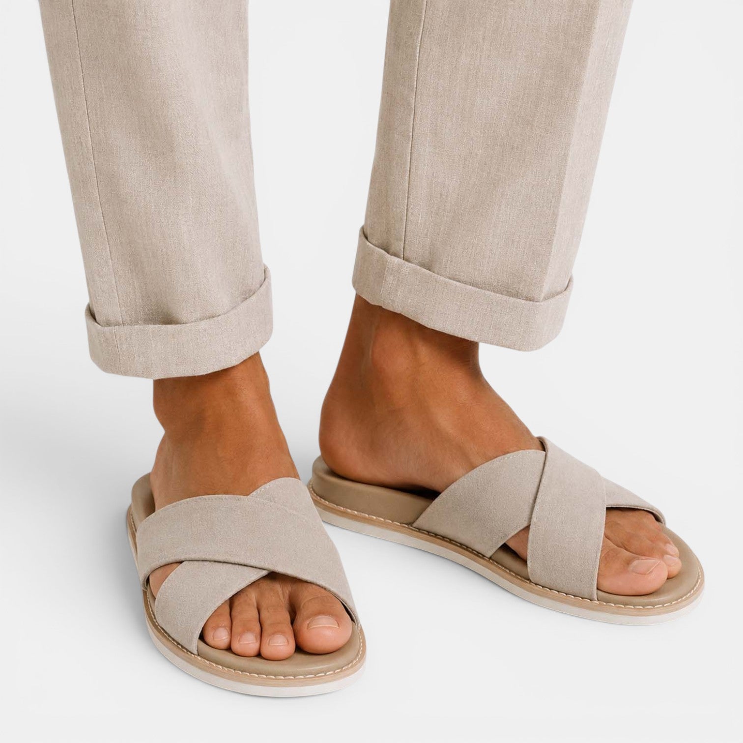 Monvaline | Men's Suede Leather Slide Sandals for Everyday Casual Wear