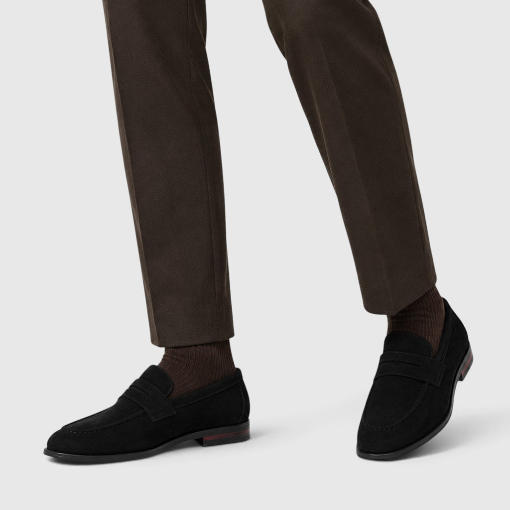 Monvaline | Men's Suede Penny Loafers – Smart Casual Shoes