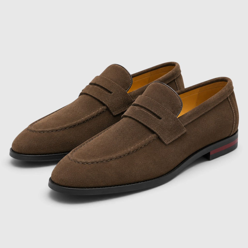 Monvaline | Men's Suede Penny Loafers – Smart Casual Shoes