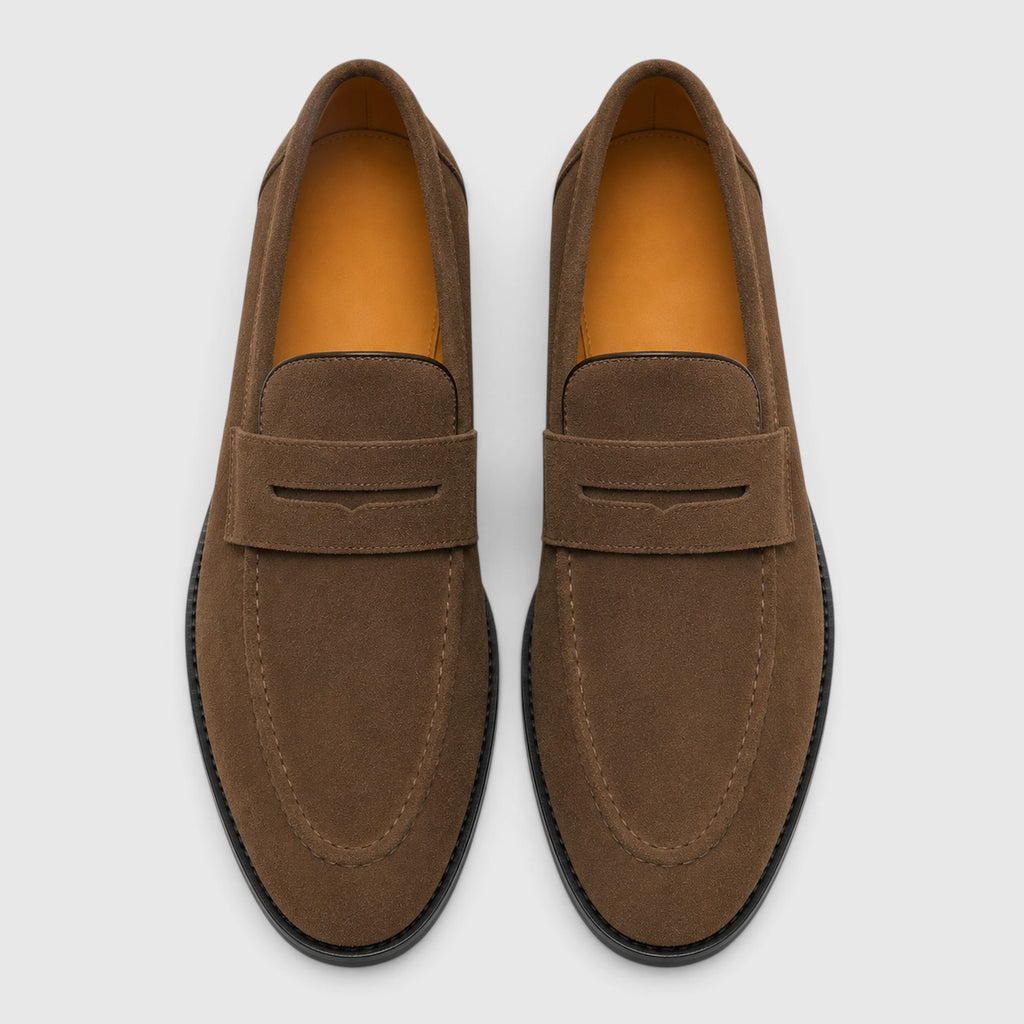 Monvaline | Men's Suede Penny Loafers – Smart Casual Shoes