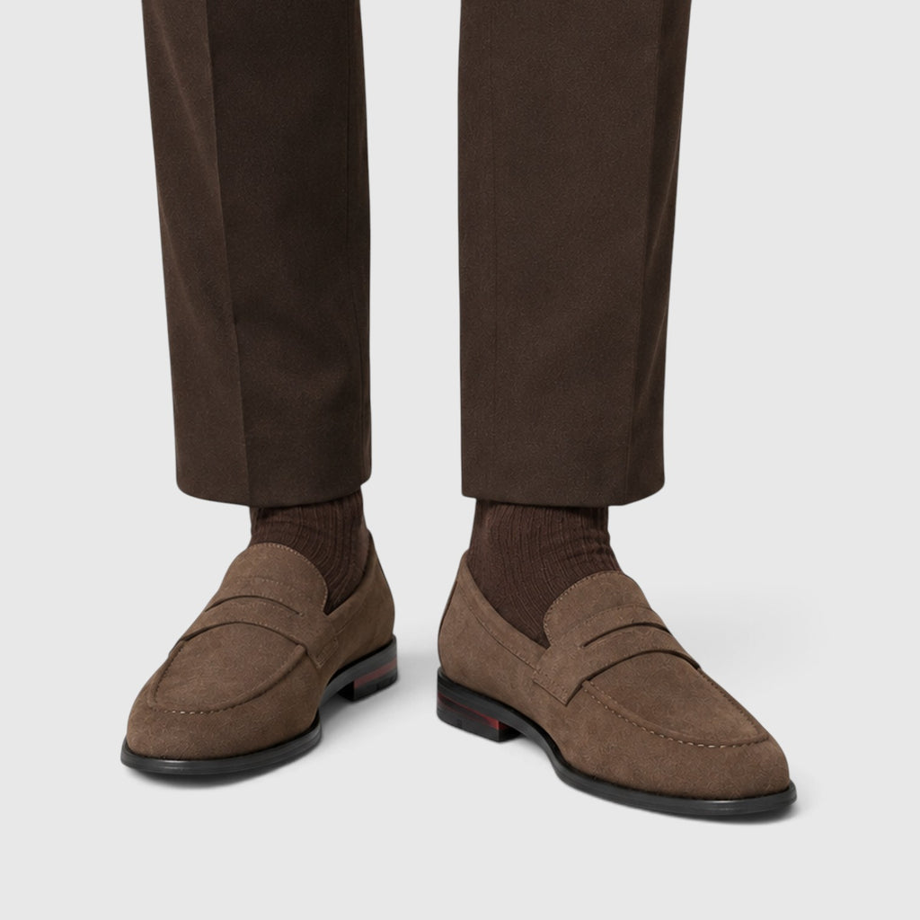 Monvaline | Men's Suede Penny Loafers – Smart Casual Shoes
