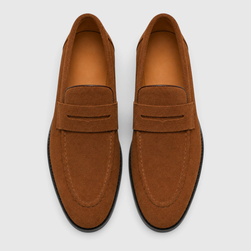 Monvaline | Men's Suede Penny Loafers – Smart Casual Shoes