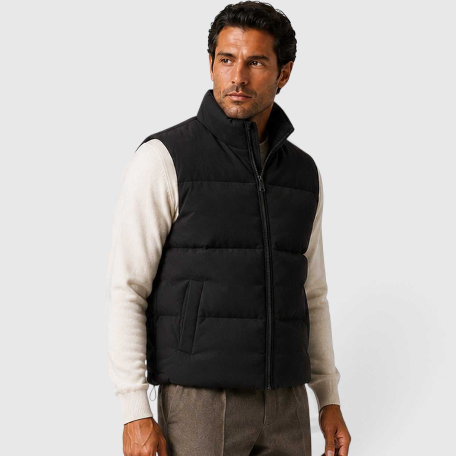 Monvaline | Men's Suede Puffer Gilet – Padded Zip-Up Bodywarmer