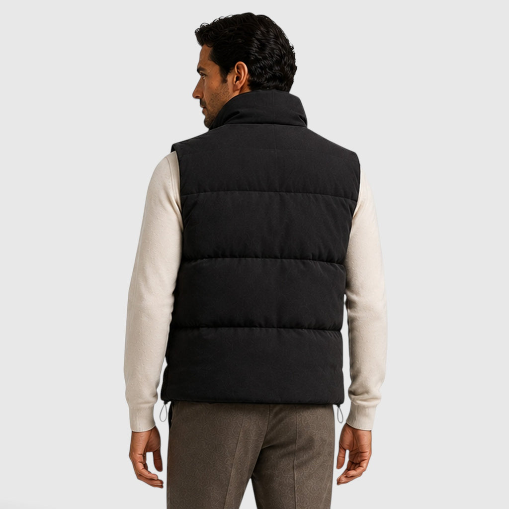 Monvaline | Men's Suede Puffer Gilet – Padded Zip-Up Bodywarmer