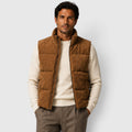 Monvaline | Men's Suede Puffer Gilet – Padded Zip-Up Bodywarmer