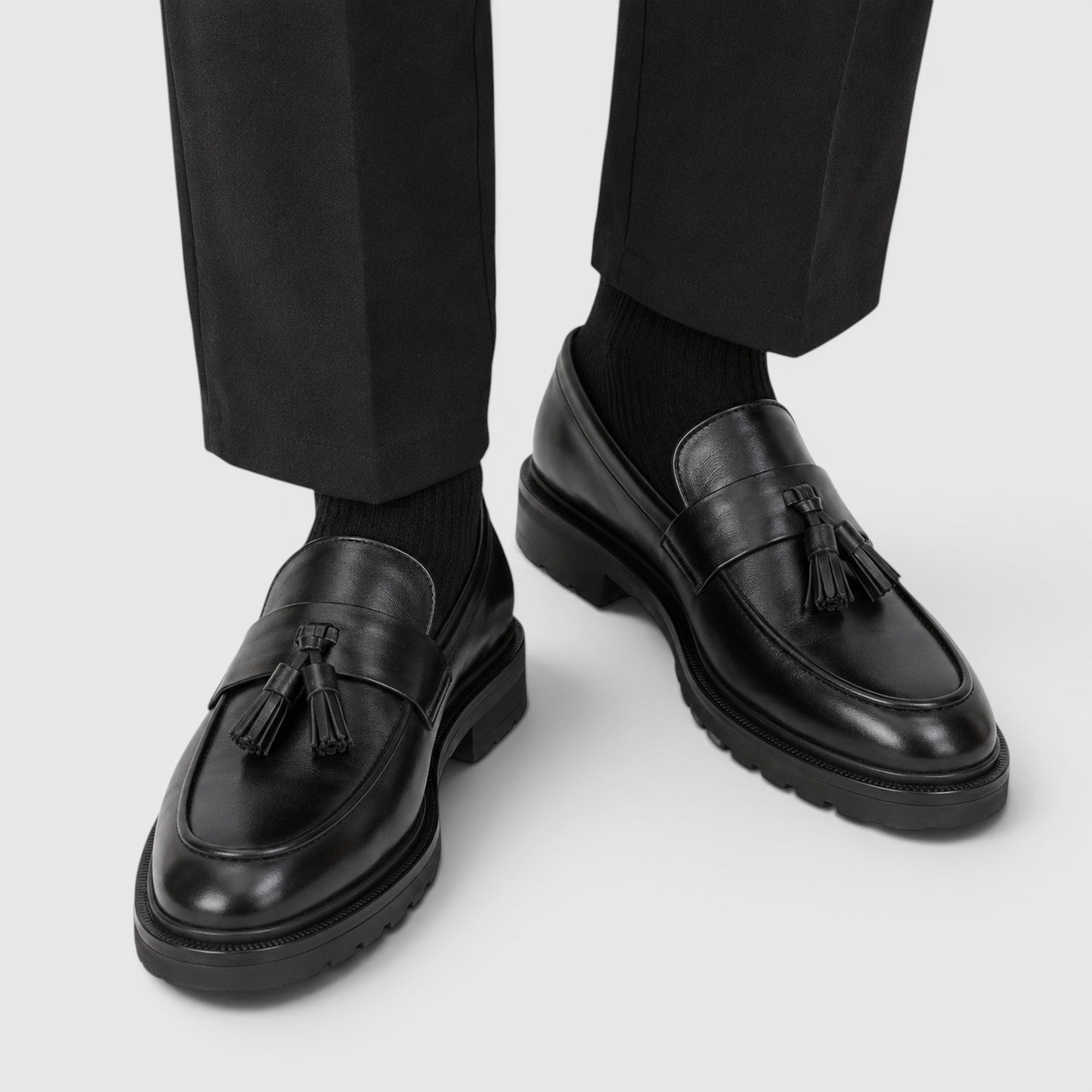 Monvaline | Men's Tassel Leather Loafers Comfortable Smart Casual Footwear