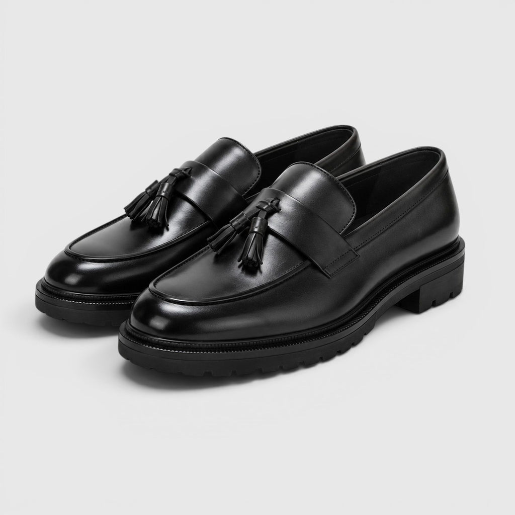 Monvaline | Men's Tassel Leather Loafers Comfortable Smart Casual Footwear