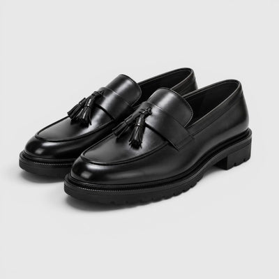 Monvaline | Men's Tassel Leather Loafers Comfortable Smart Casual Footwear