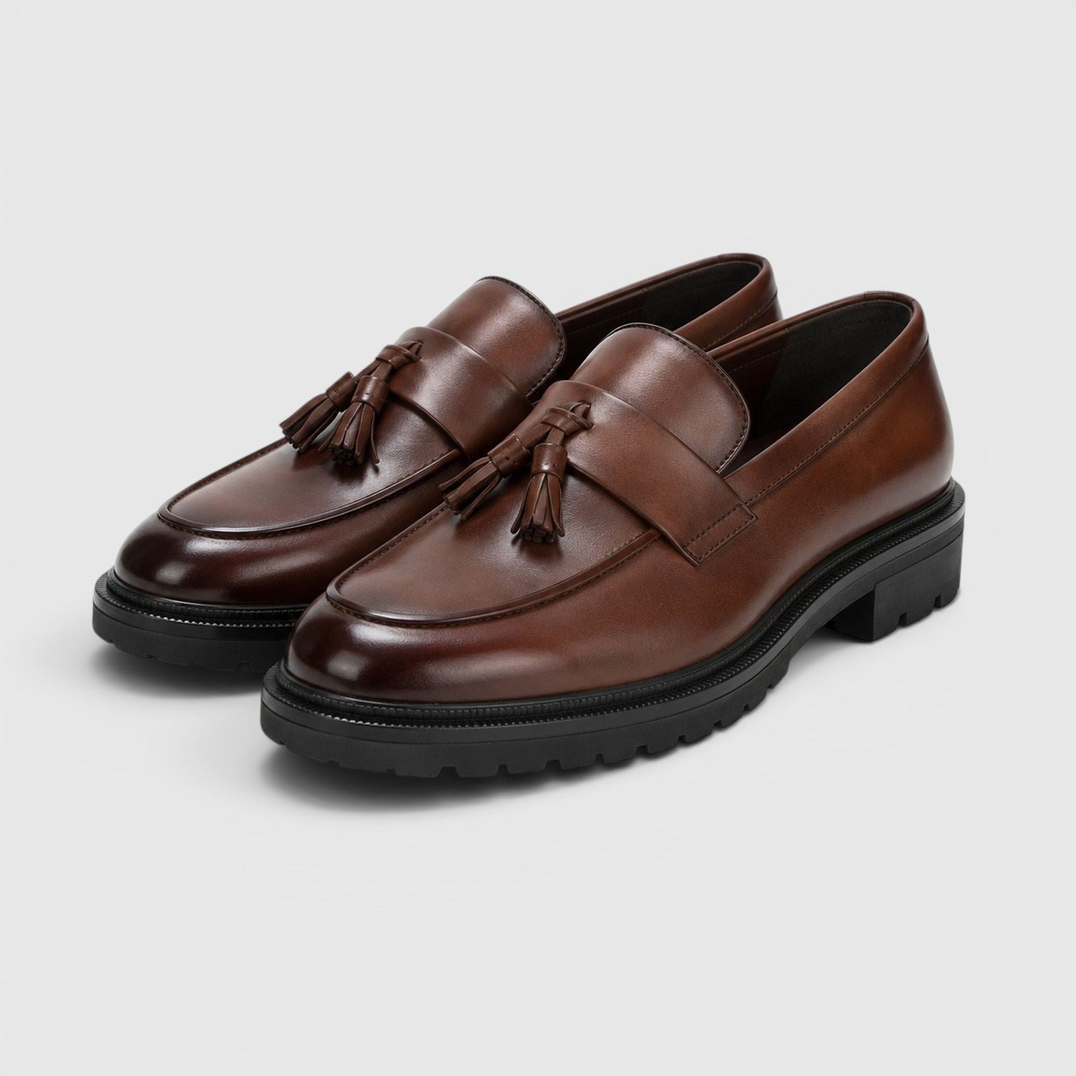 Monvaline | Men's Tassel Leather Loafers Comfortable Smart Casual Footwear