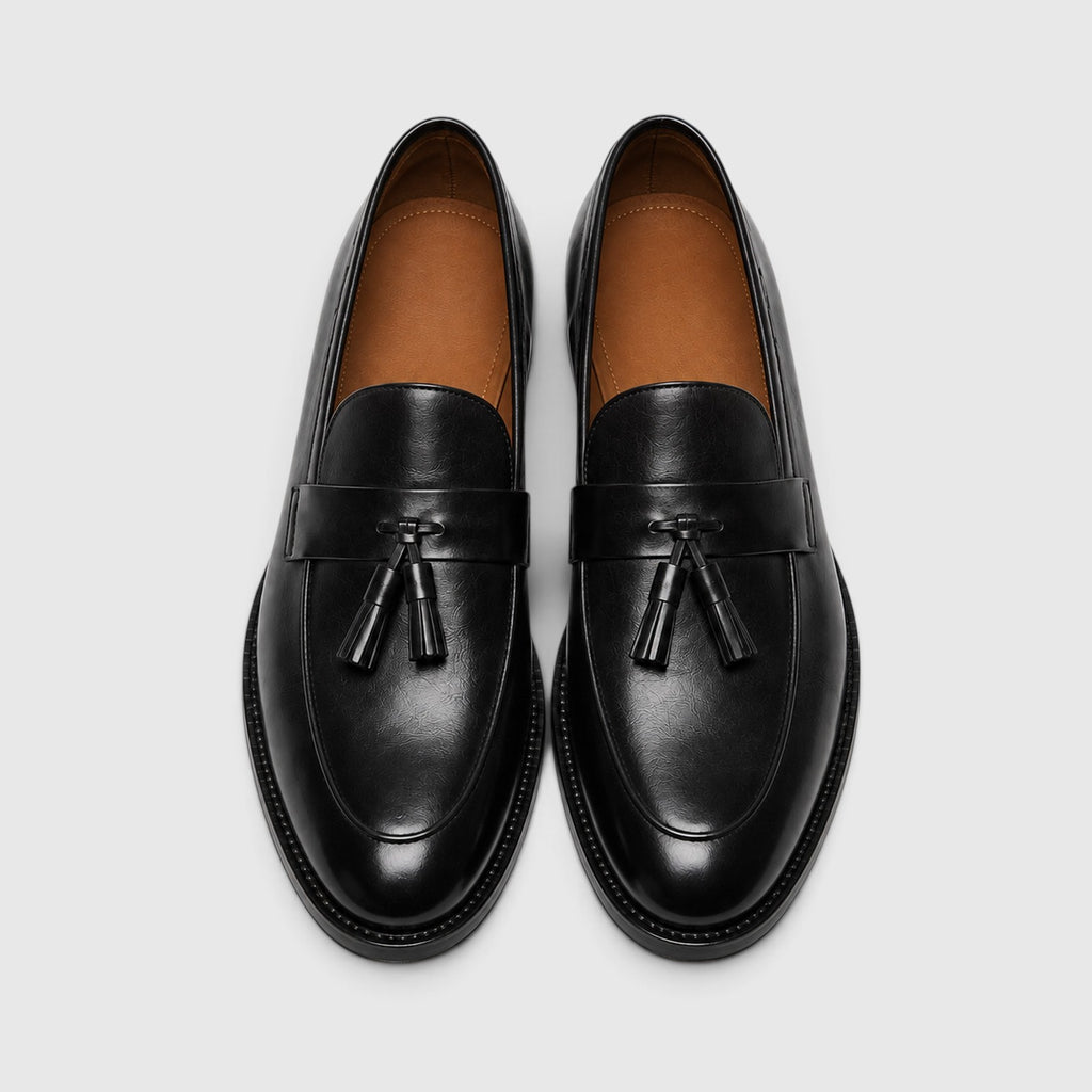 Monvaline | Men's Tassel Leather Loafers – Smart Casual Slip-On Shoes