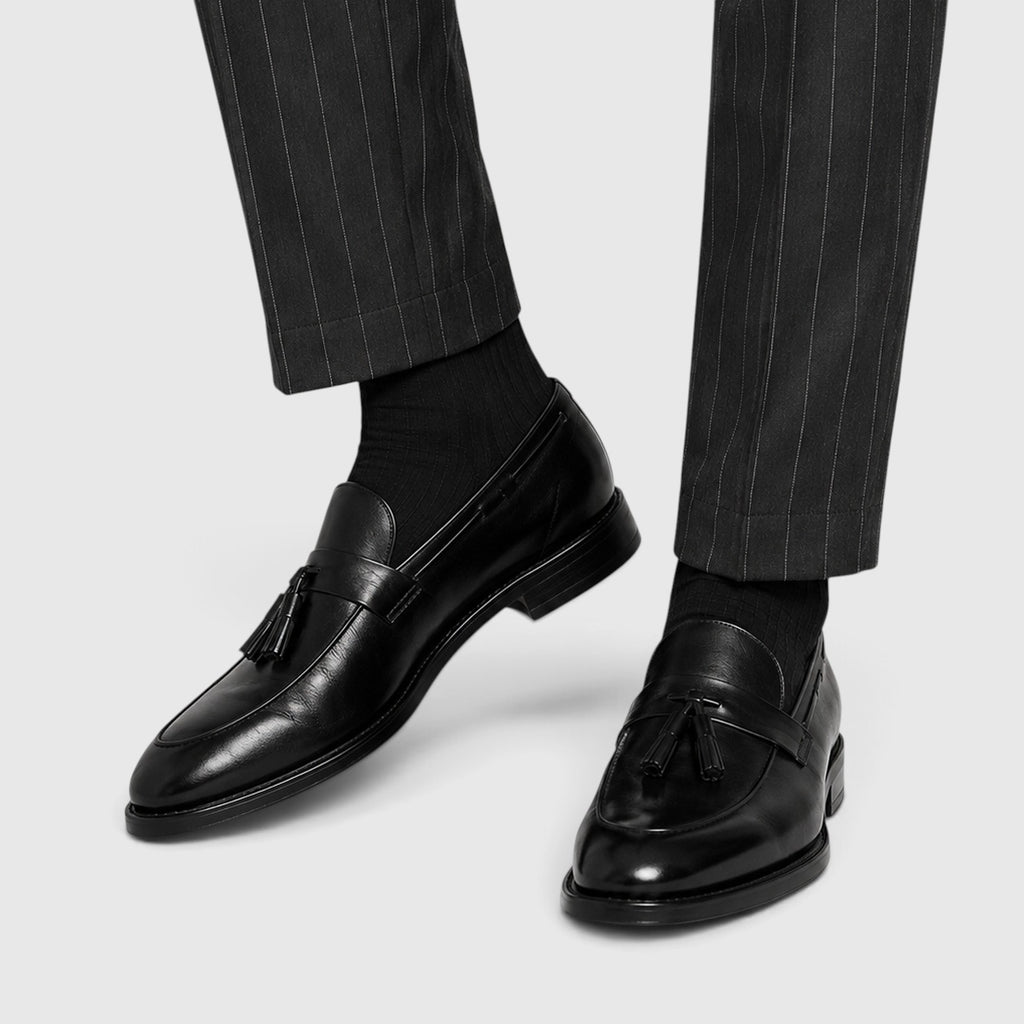 Monvaline | Men's Tassel Leather Loafers – Smart Casual Slip-On Shoes