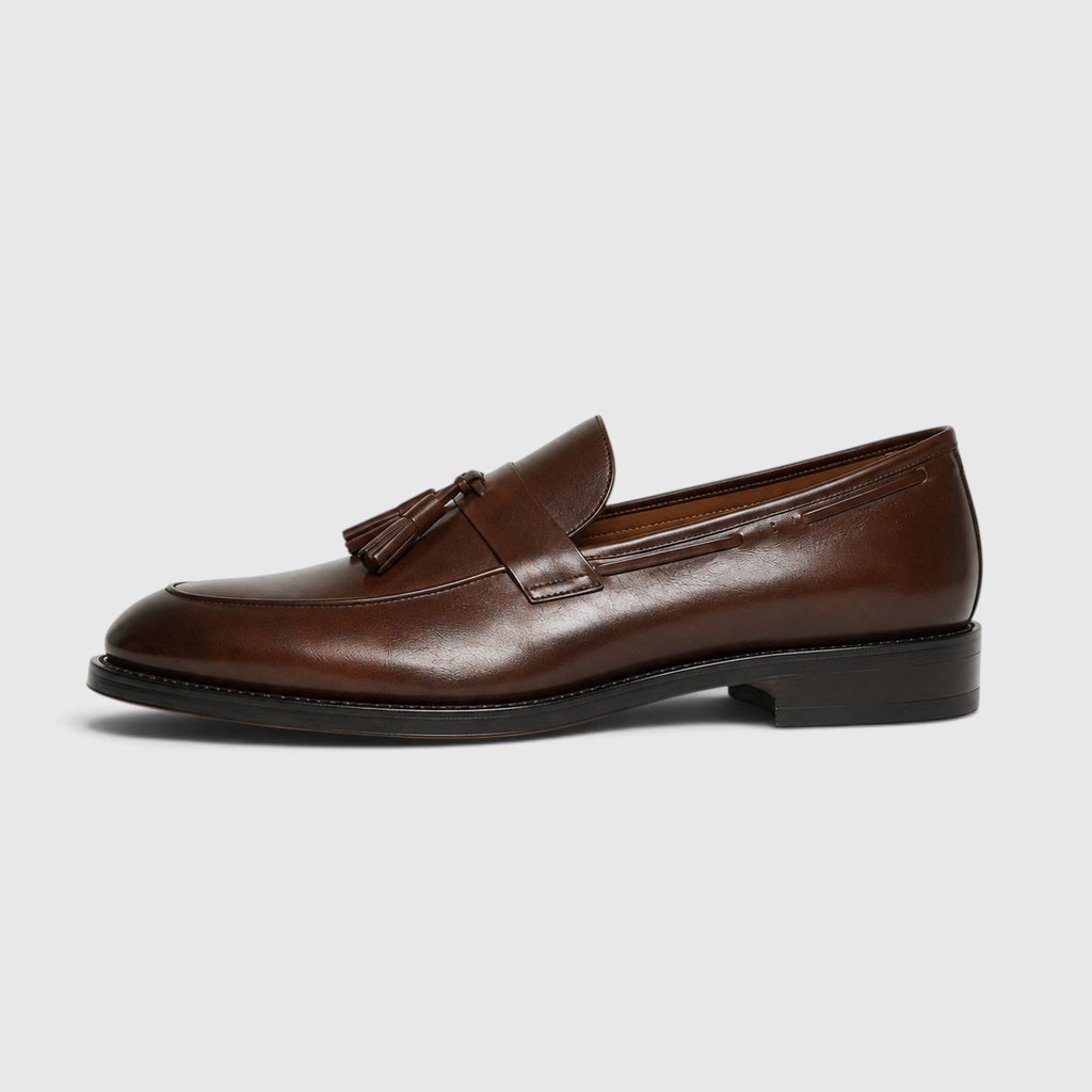 Monvaline | Men's Tassel Leather Loafers – Smart Casual Slip-On Shoes