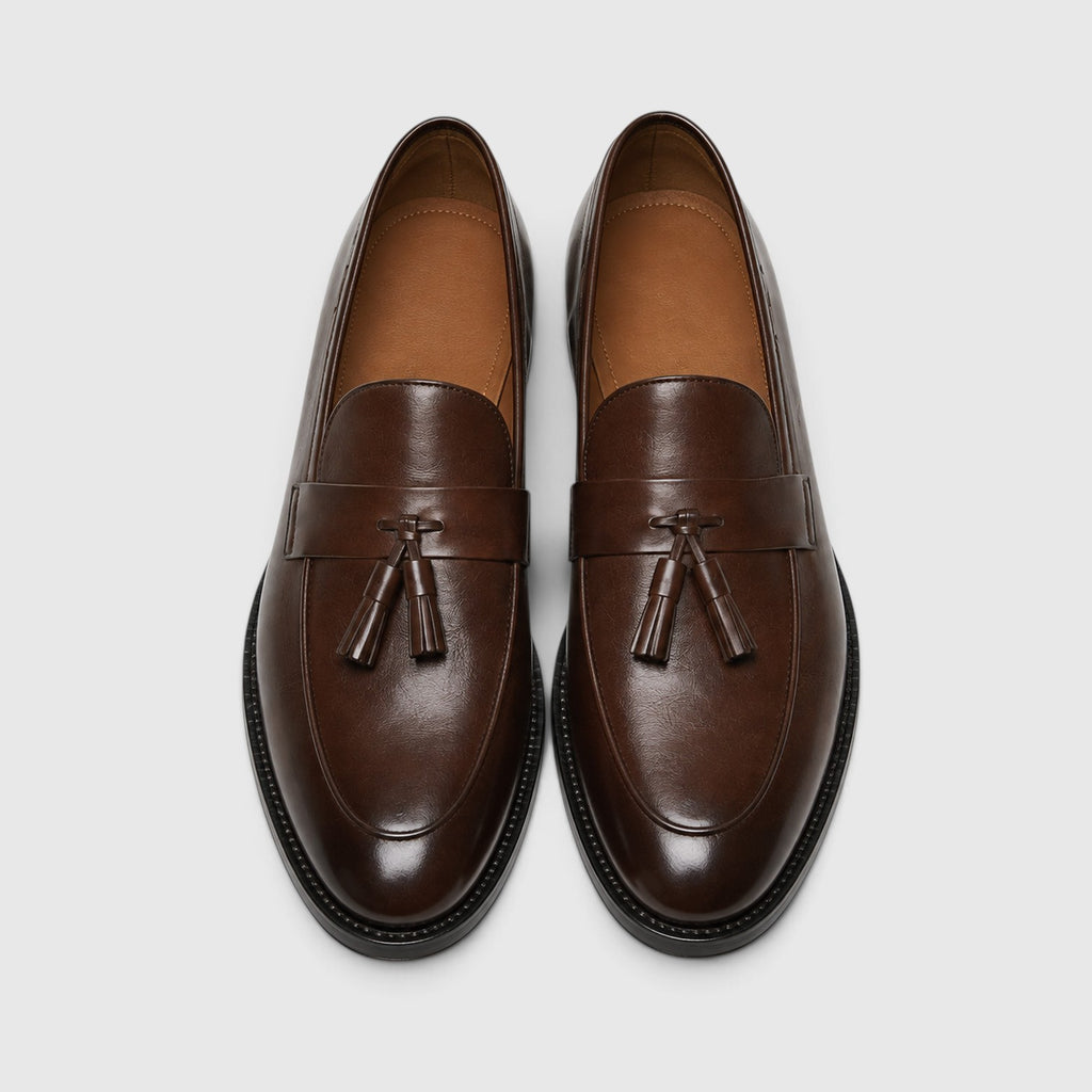 Monvaline | Men's Tassel Leather Loafers – Smart Casual Slip-On Shoes