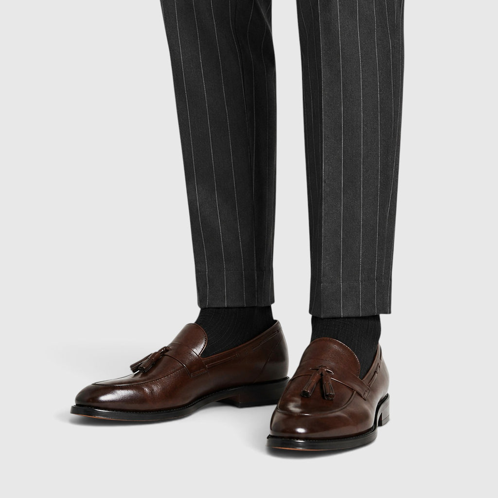 Monvaline | Men's Tassel Leather Loafers – Smart Casual Slip-On Shoes