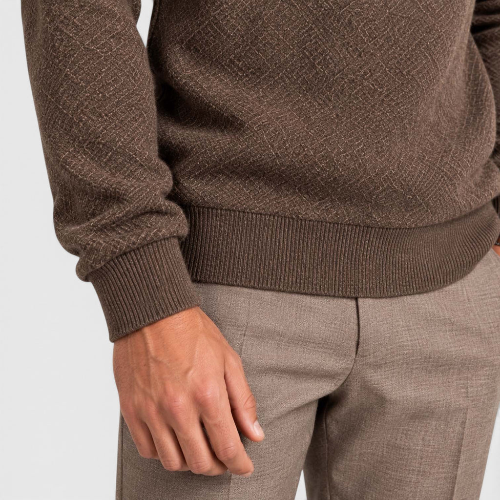 Monvaline | Men's Textured Polo Knit Sweater - Smart Casual Long Sleeve