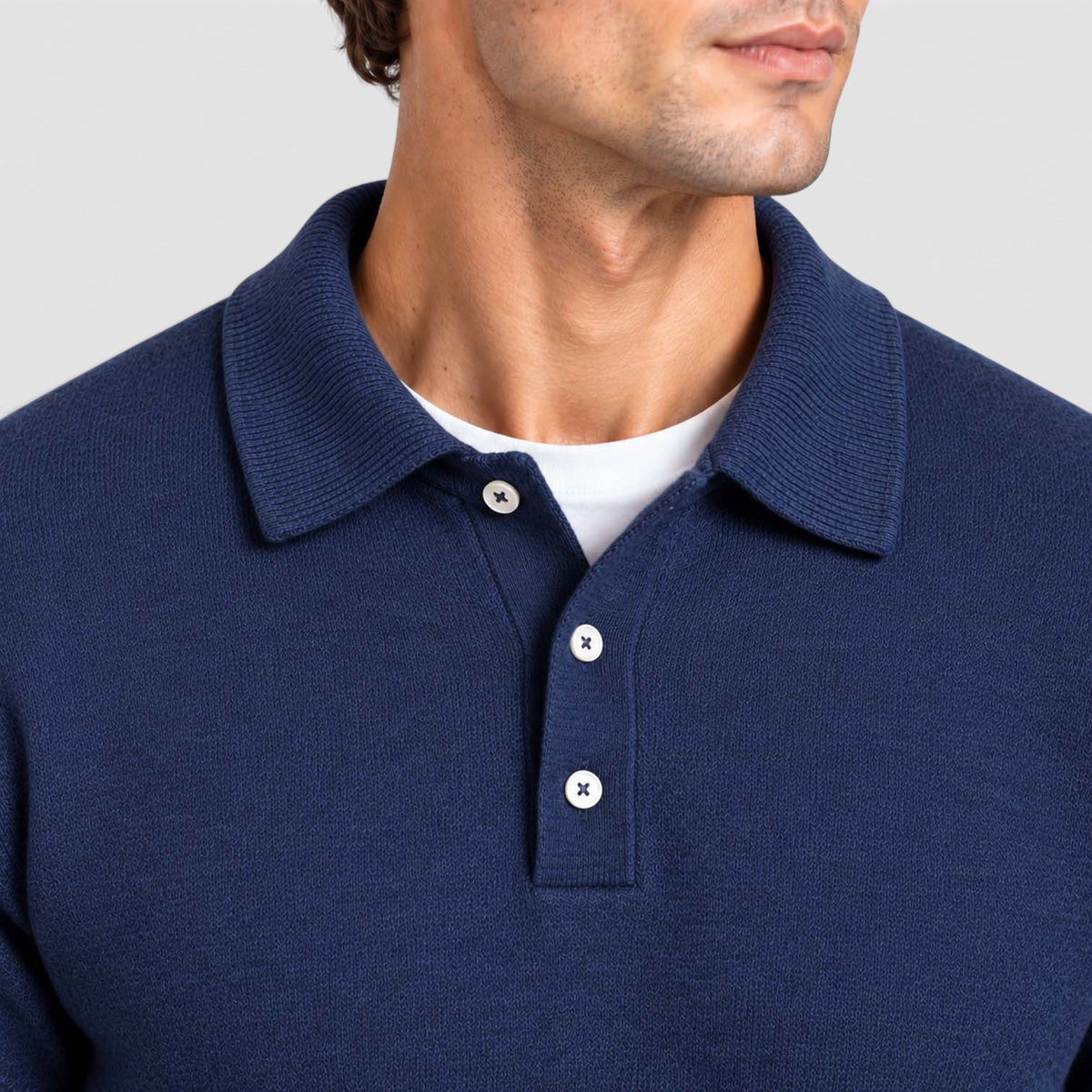 Monvaline | Men's Textured Polo Knit Sweater - Smart Casual Long Sleeve