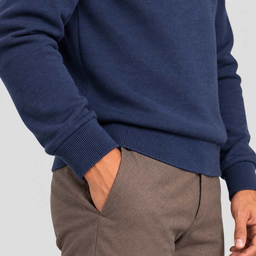 Monvaline | Men's Textured Polo Knit Sweater - Smart Casual Long Sleeve