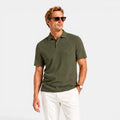 Monvaline | Men's Textured Ribbed Polo Shirt Lightweight Relaxed Fit