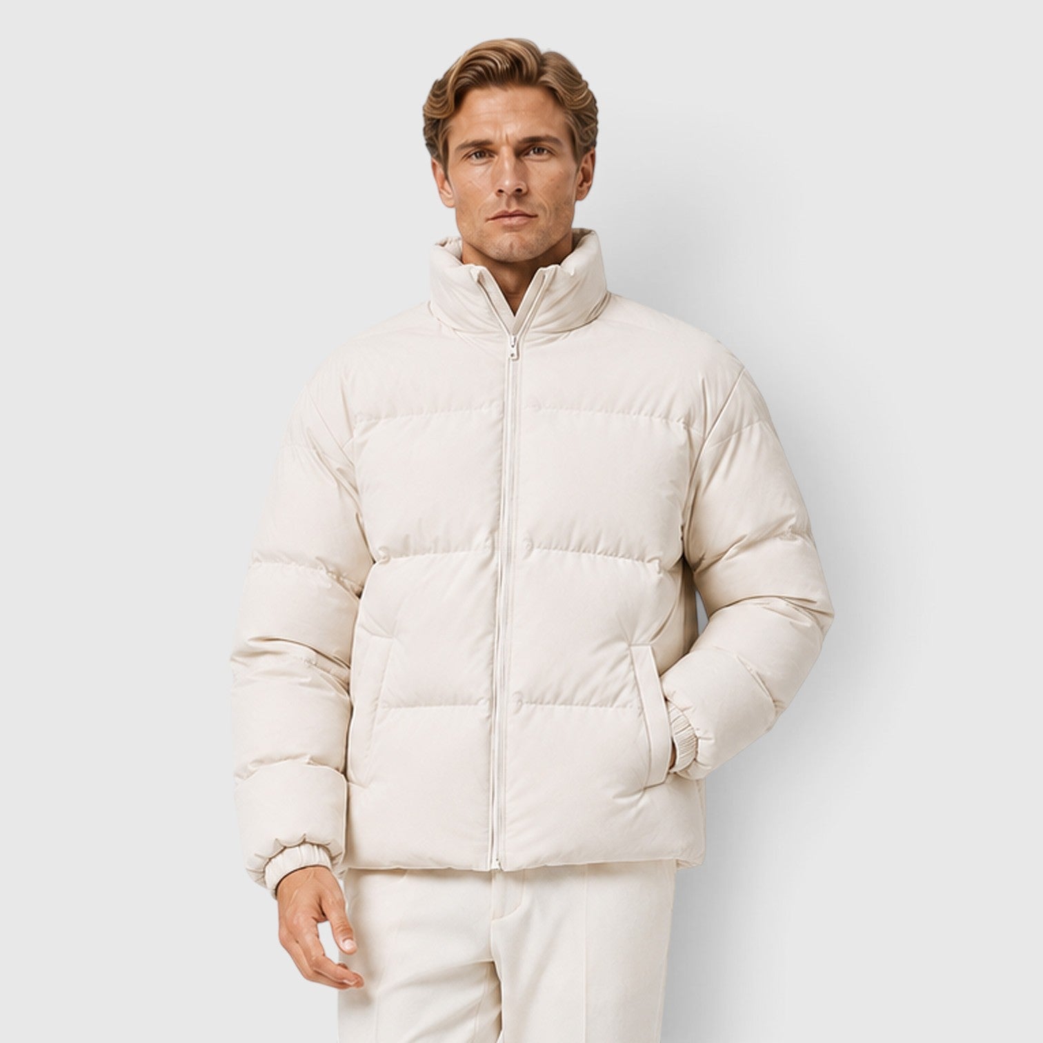 Monvaline | Men's Thick Puffer Jacket – Lightweight Quilted Winter Coat