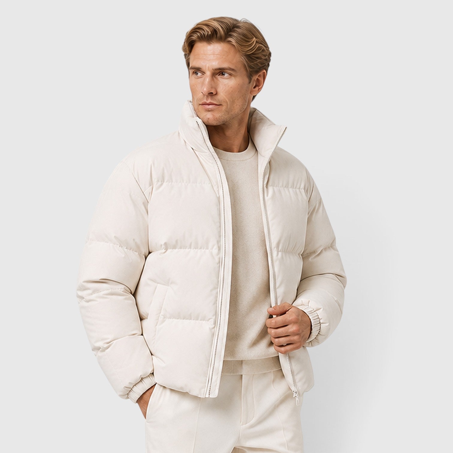 Monvaline | Men's Thick Puffer Jacket – Lightweight Quilted Winter Coat