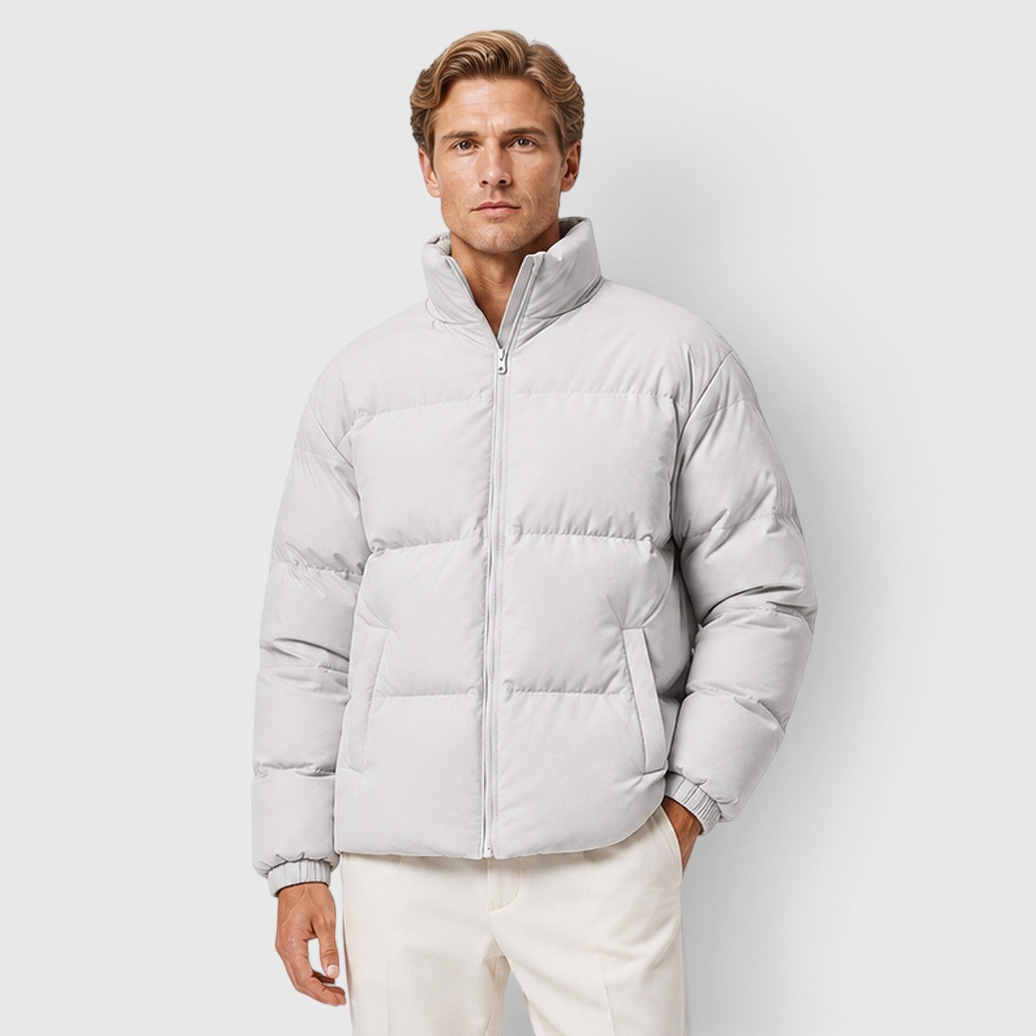 Monvaline | Men's Thick Puffer Jacket – Lightweight Quilted Winter Coat