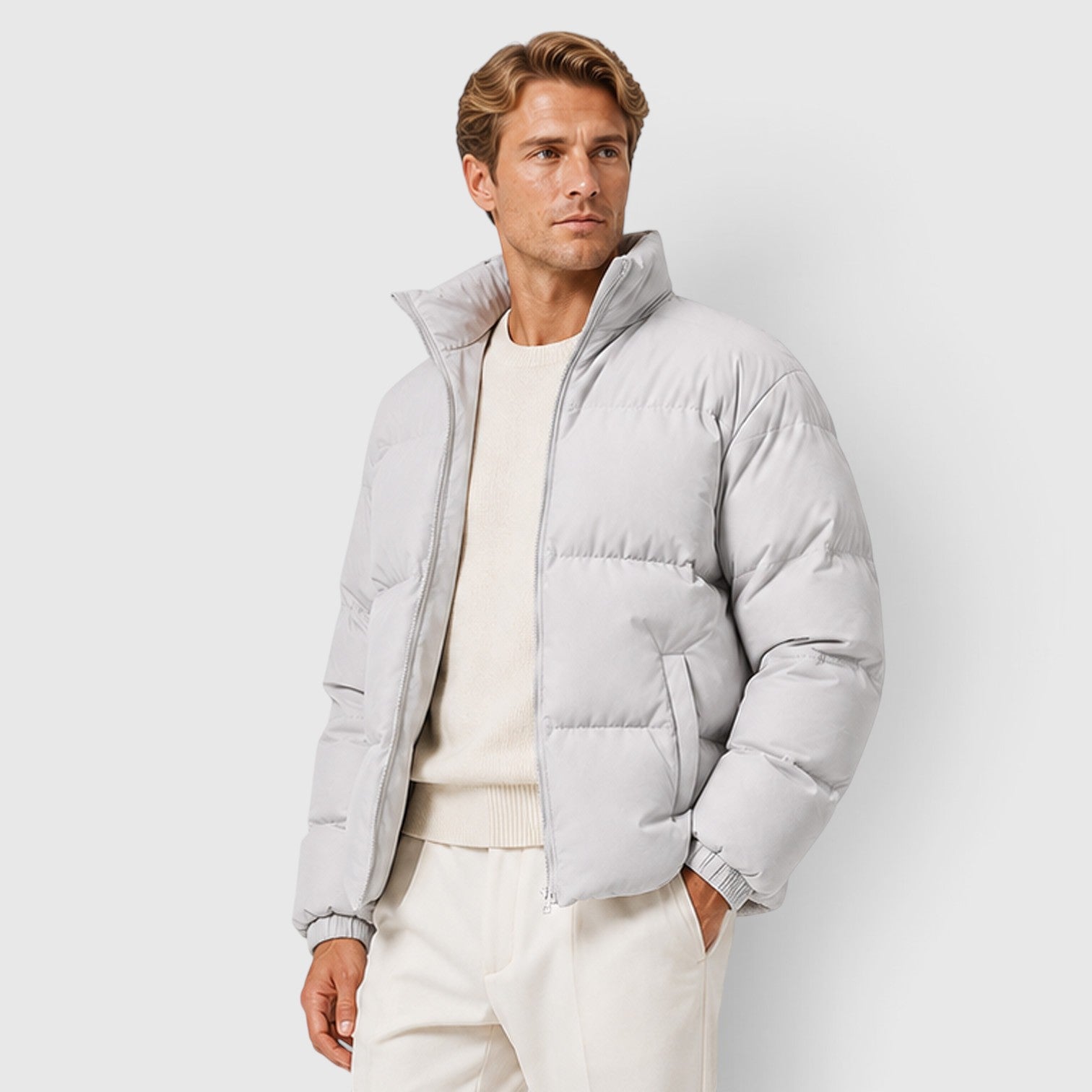 Monvaline | Men's Thick Puffer Jacket – Lightweight Quilted Winter Coat